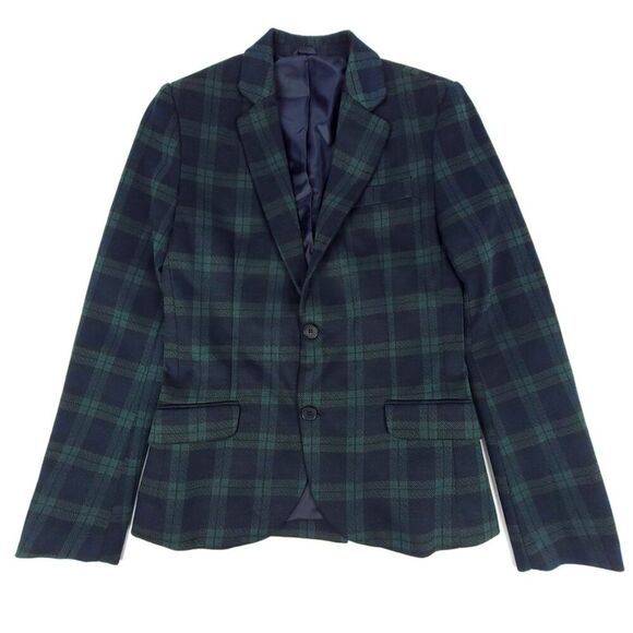 NEW Zara Tartan Plaid 2 Button Blazer Jacket with Elbow Patch Mens Small Green - Picture 2 of 12